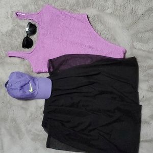 bundle trending pastel purple one piece swimsuit w/ sheer beach pants + freebies